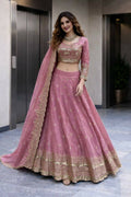Teeya Creation Pink Color Fendy Satin Heavy Embroidery Work Wedding Wear Stitched Lehenga Choli