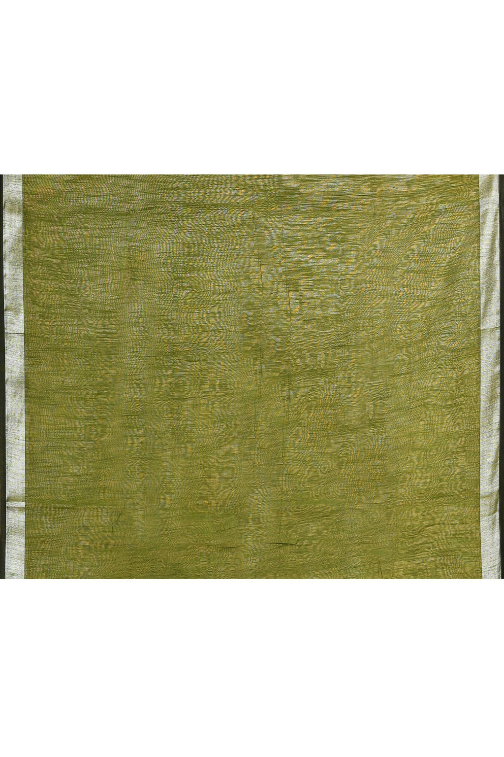 Piyari Fashion Women's Moss Green Embellished Cotton Blend Zari Border Handloom Saree