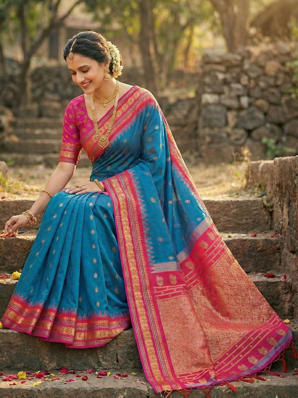 Shree Shyam Fashion Blue Soft Silk Saree