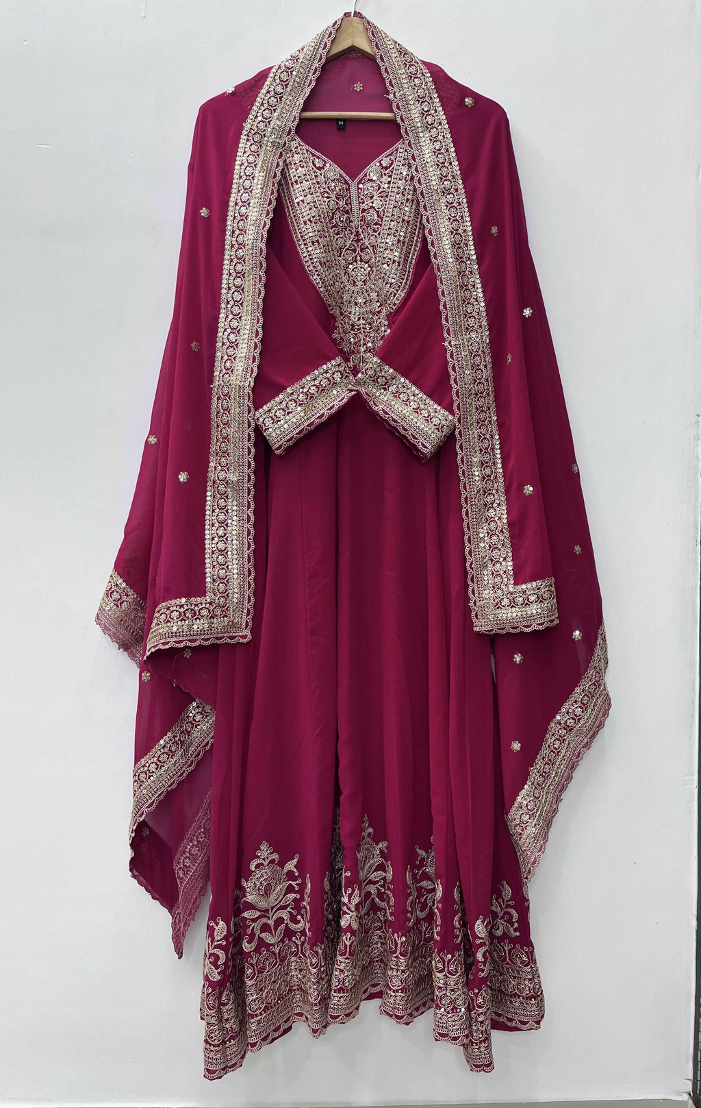 Teeya Creation Rani Color Faux Georgette Embroidery Work Long Party Wear Gown
