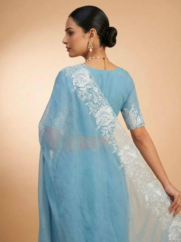 Joban Fashion Sky Blue Candy Crush Party Wear Sarees