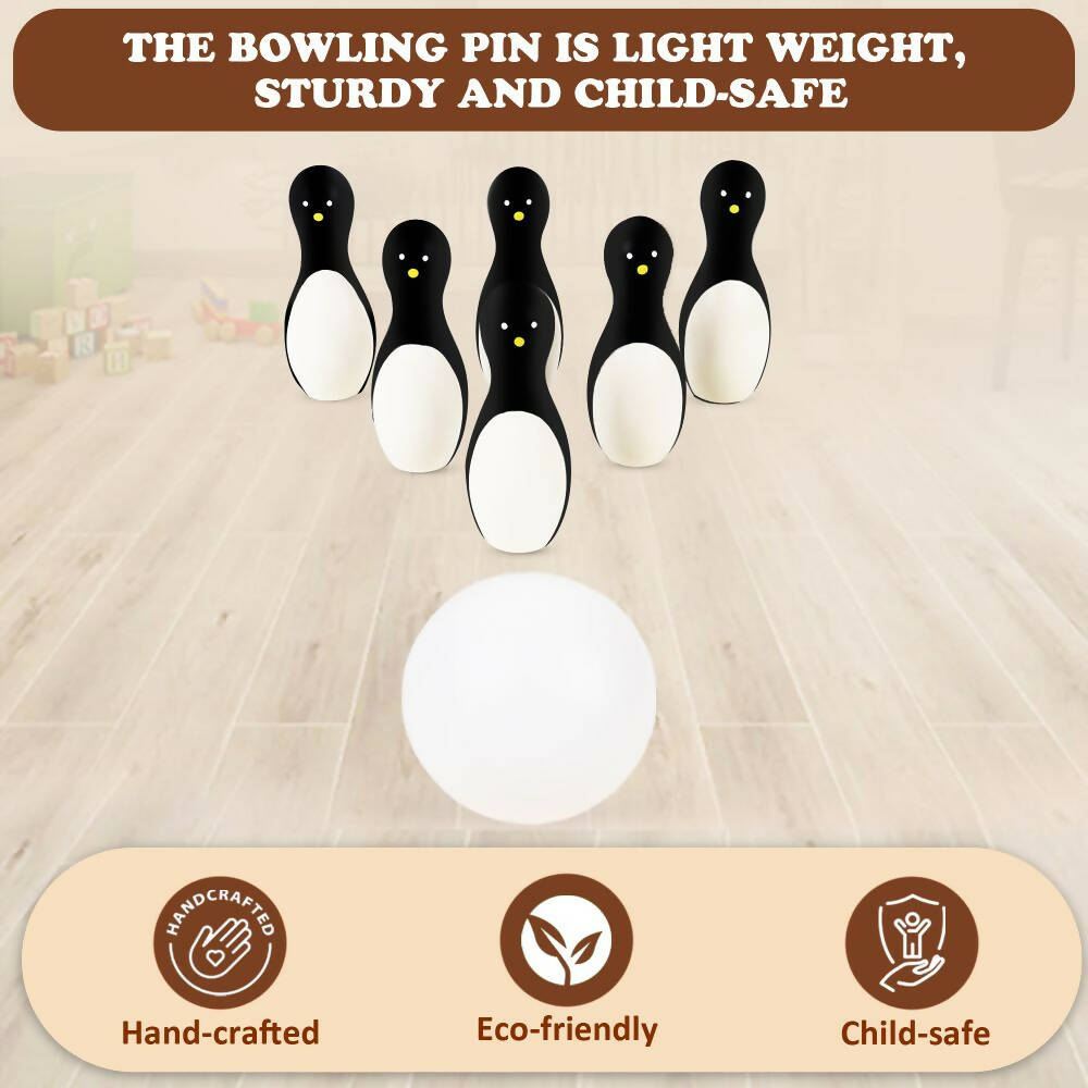 Matoyi Wooden Penguin Bowling Set For Kids