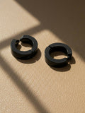 NVR Men's Black Rhodium Plated Hoop Earrings