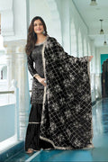 Teeya Creation Black Colour Chinnon Silk Heavy Embroidery Work Fully Stitched Salwar Suit