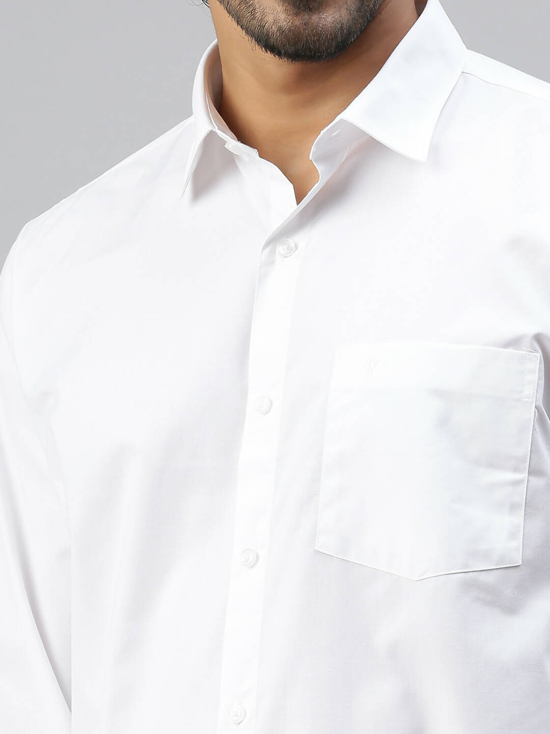 Ramraj Cotton Mens Full Sleeve Formal Poly Cotton White Shirt