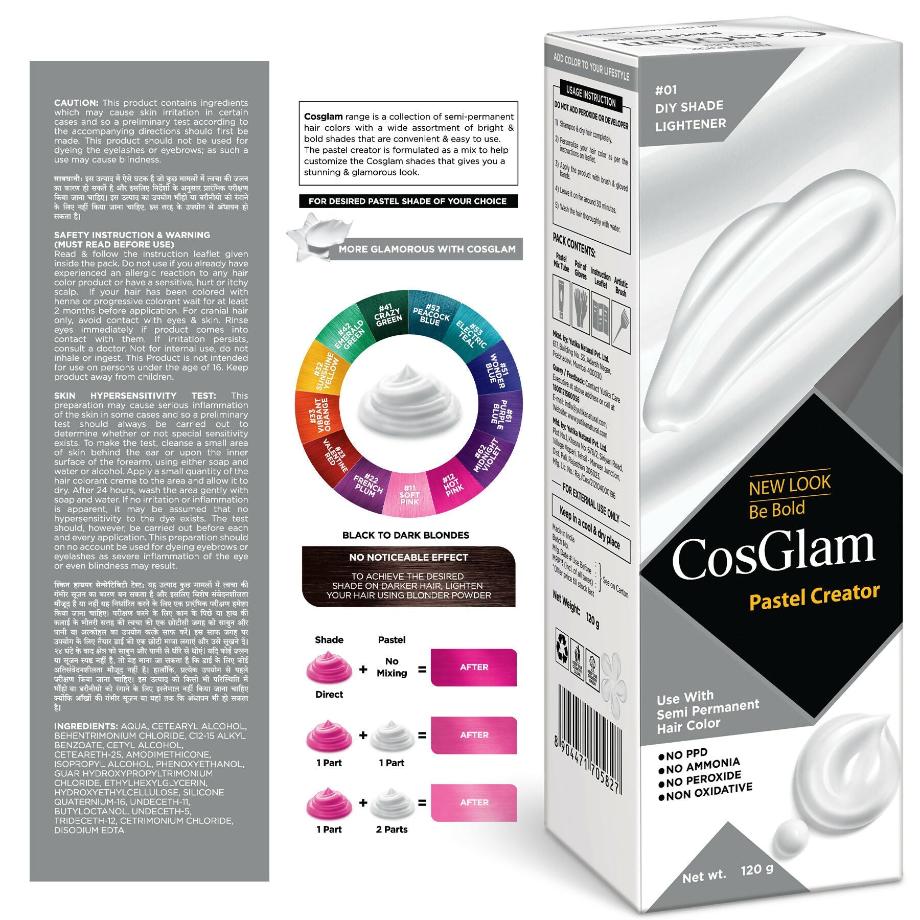 Cosglam Semi Permanent Hair Color for Women & Men-Pastel Creator