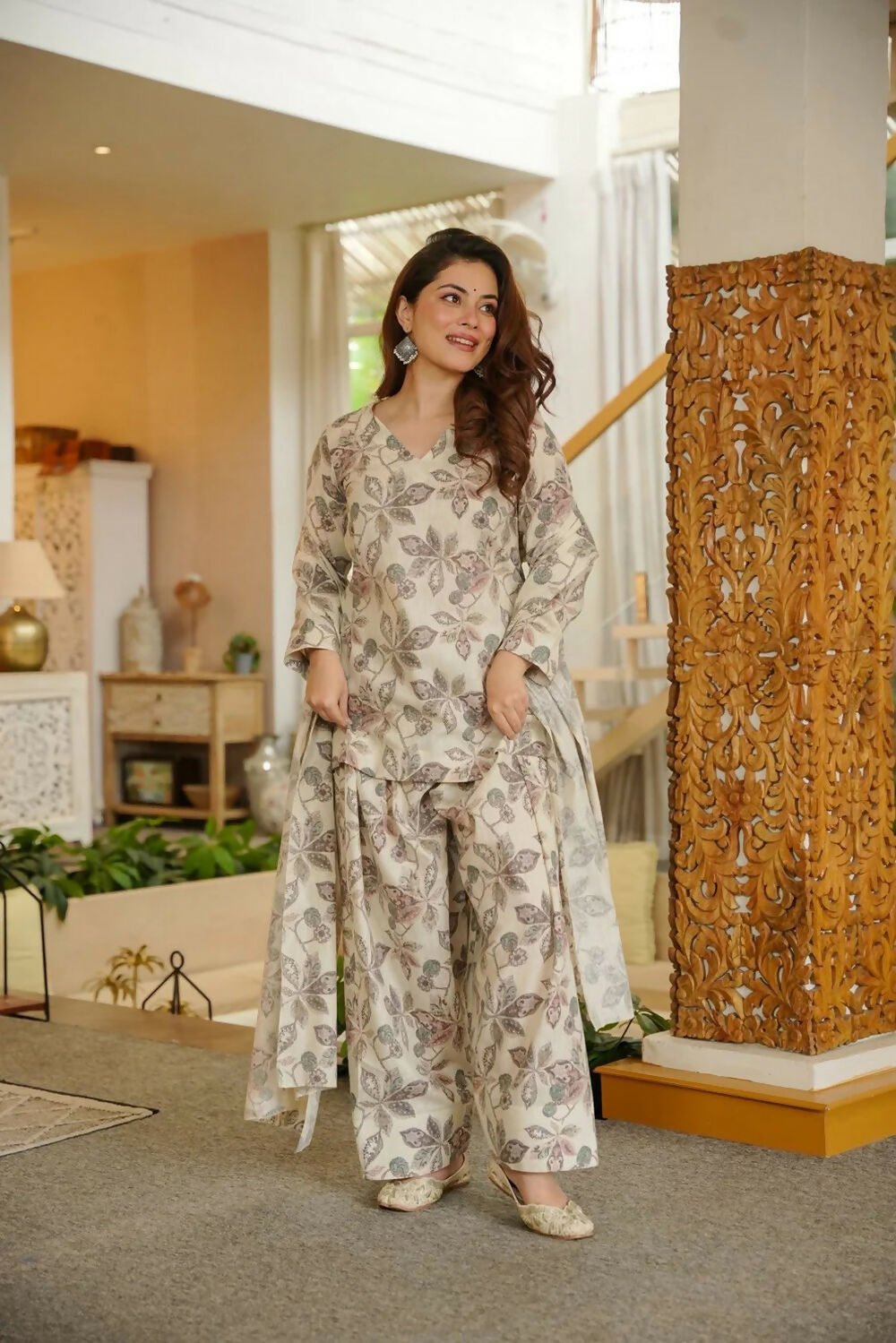 Aayaa Designer Printed Full Flared Suit