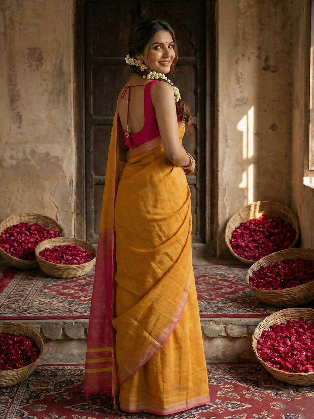 Shree Shyam Fashion Gold Cotton Saree
