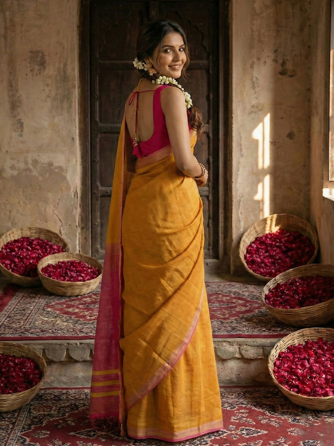 Shree Shyam Fashion Gold Cotton Saree