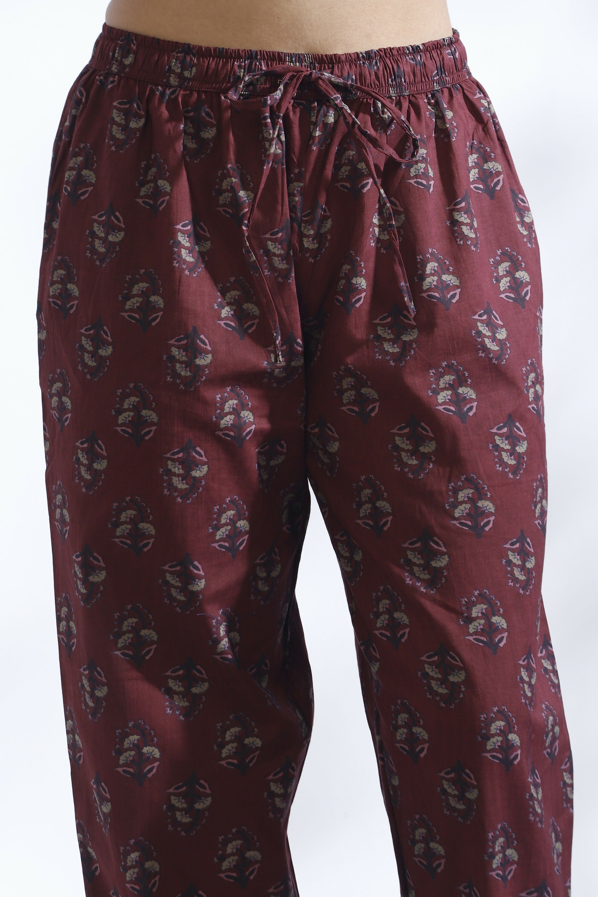 Breathables Butta Print Cotton Co-Ord Set – Wine