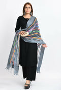 Mominos Fashion Moeza Women's Orgenza Multi Thread Mirror Work Grey Dupatta
