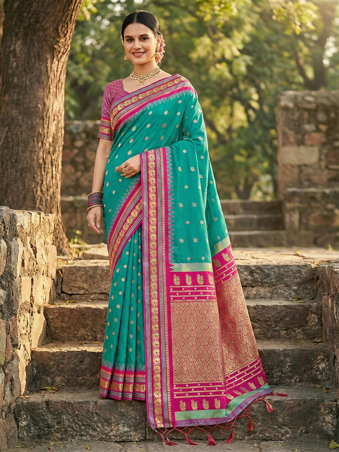 Shree Shyam Fashion Sea Green Soft Silk Saree