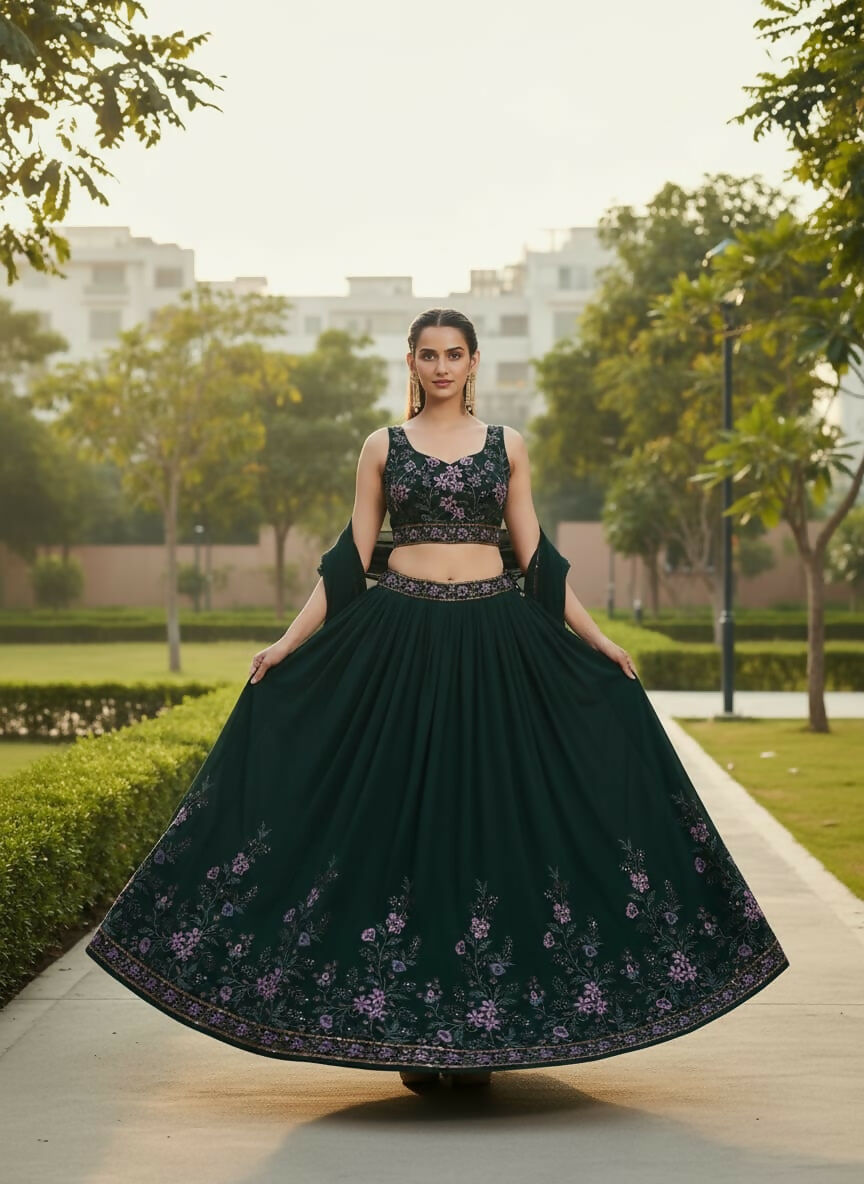 Lehenga Mart Designer Indian Wedding Lehenga Choli-Green