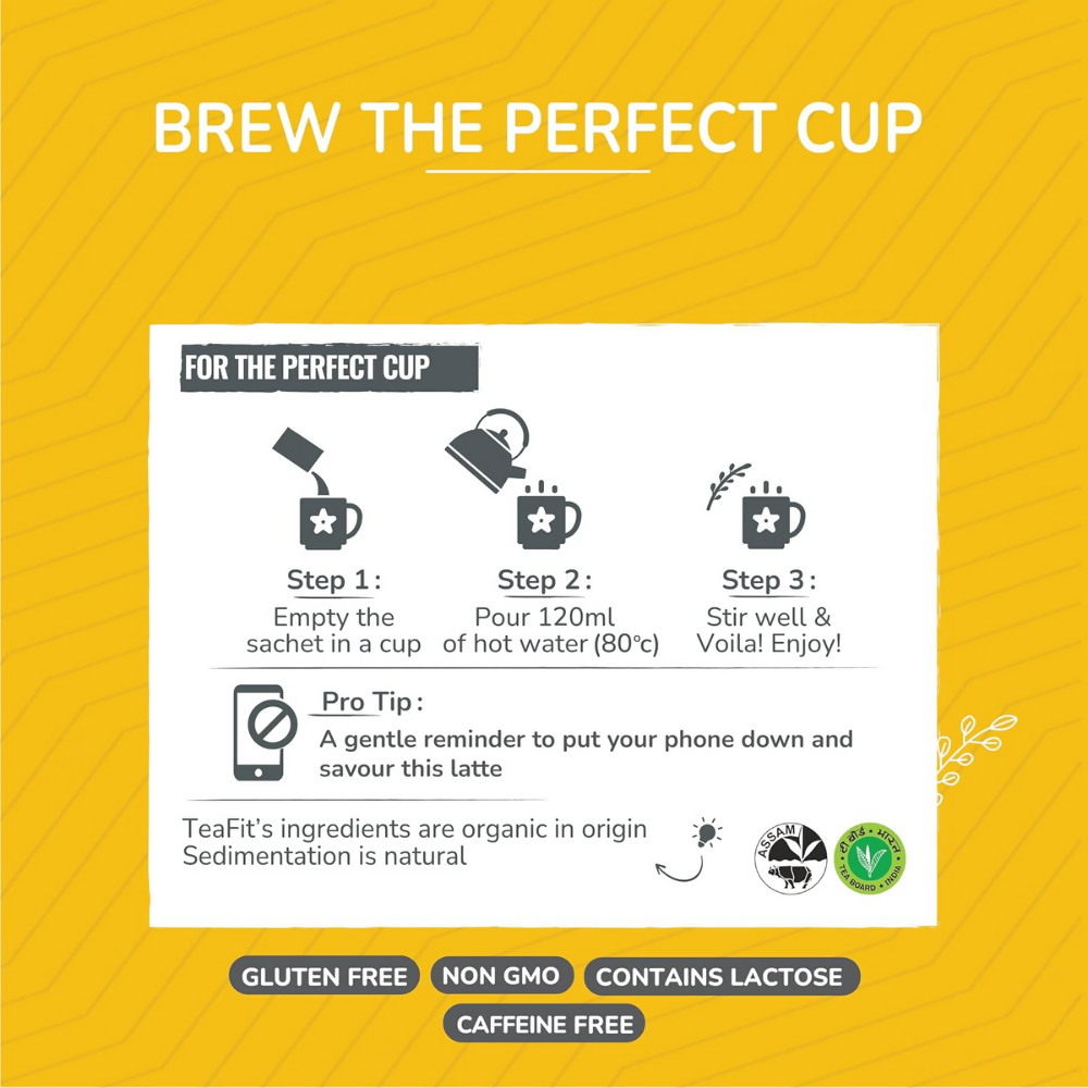 TeaFit AM/PM Wellness No Sugar Tea Premix - Ginger Tea & Turmeric Latte
