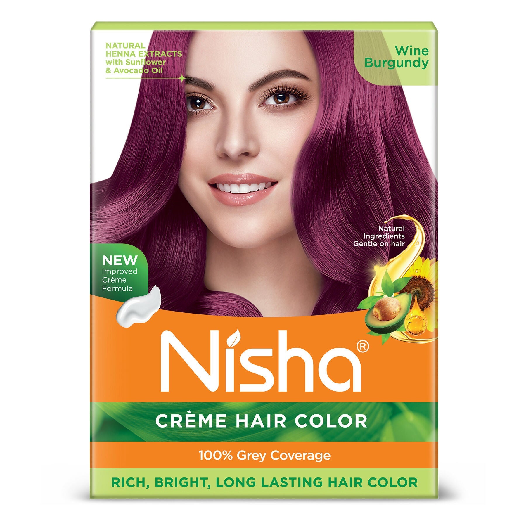 Nisha Creme Hair Color for Women - Wine Burgundy