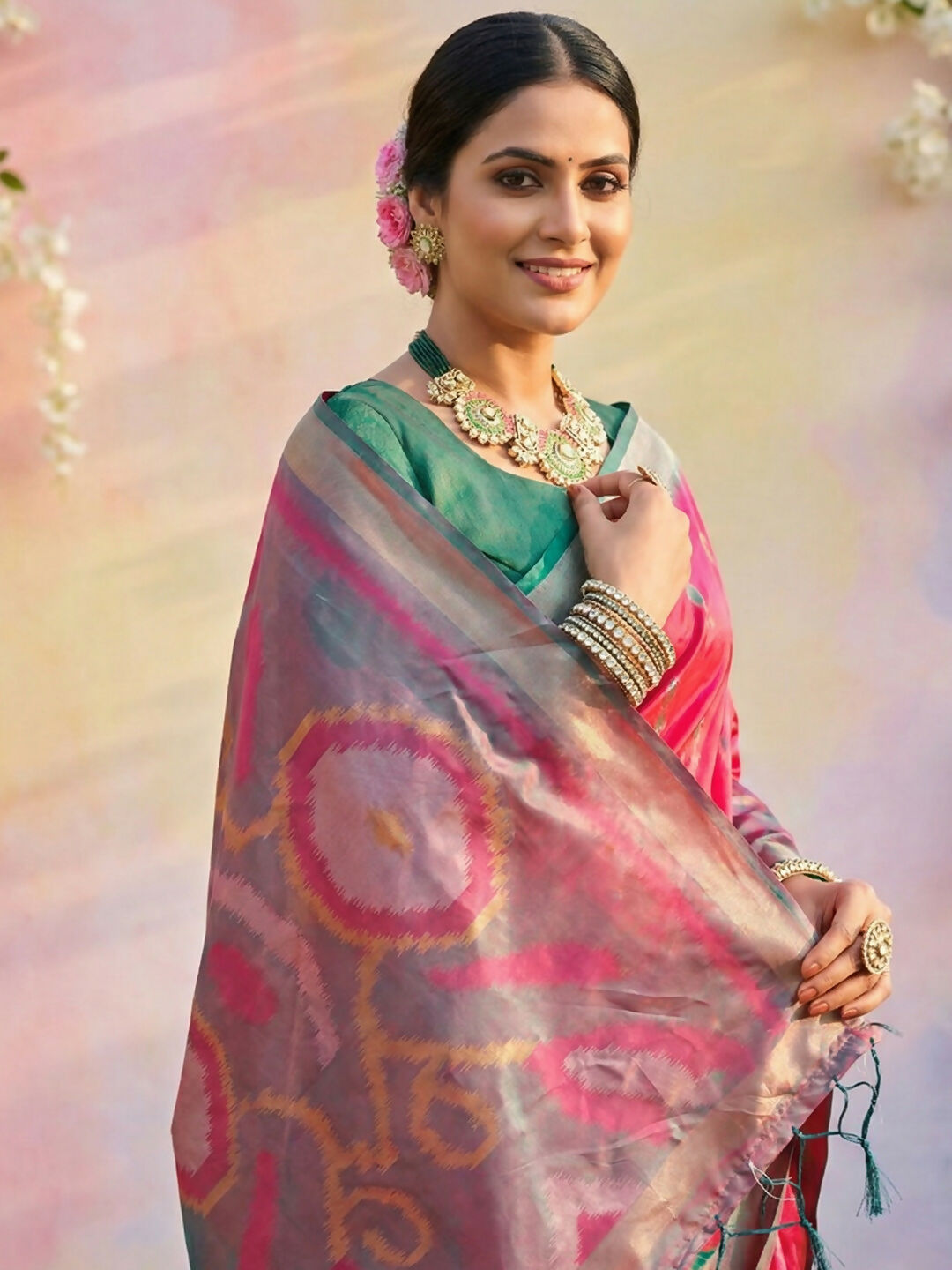 Shree Shyam Fashion Pink Soft Silk Saree
