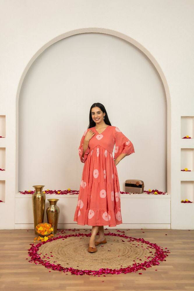 Joban Fashion Pink Tie & Dye Cotton Dress