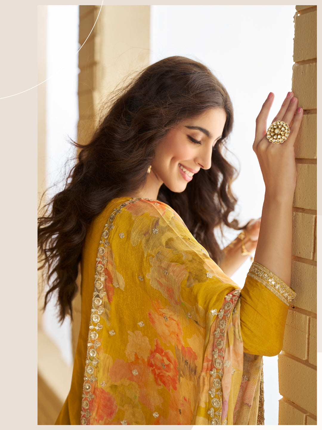 Evanik Women Yellow Chinon Silk Zari Embroidered Sequins Sharara Suit