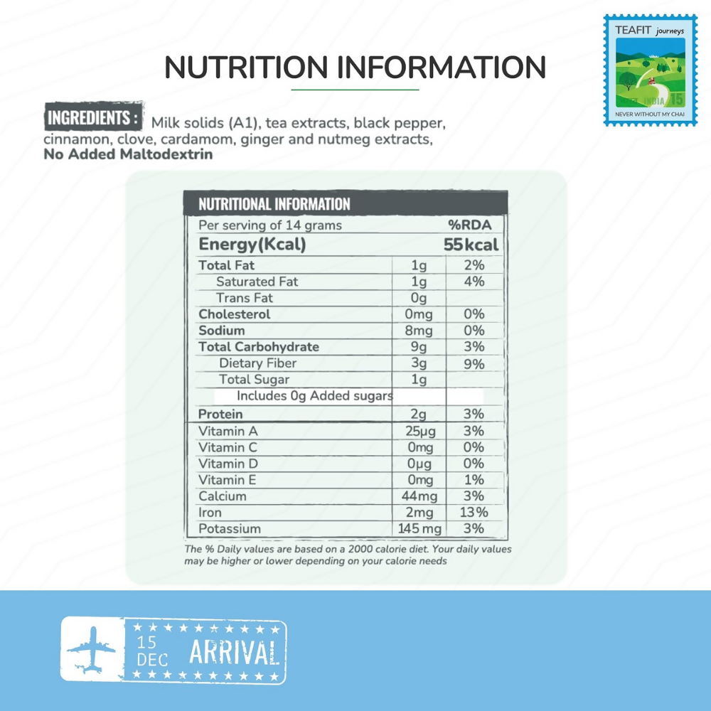 TeaFit No Sugar Instant Ginger Tea Premix - Travel Pack