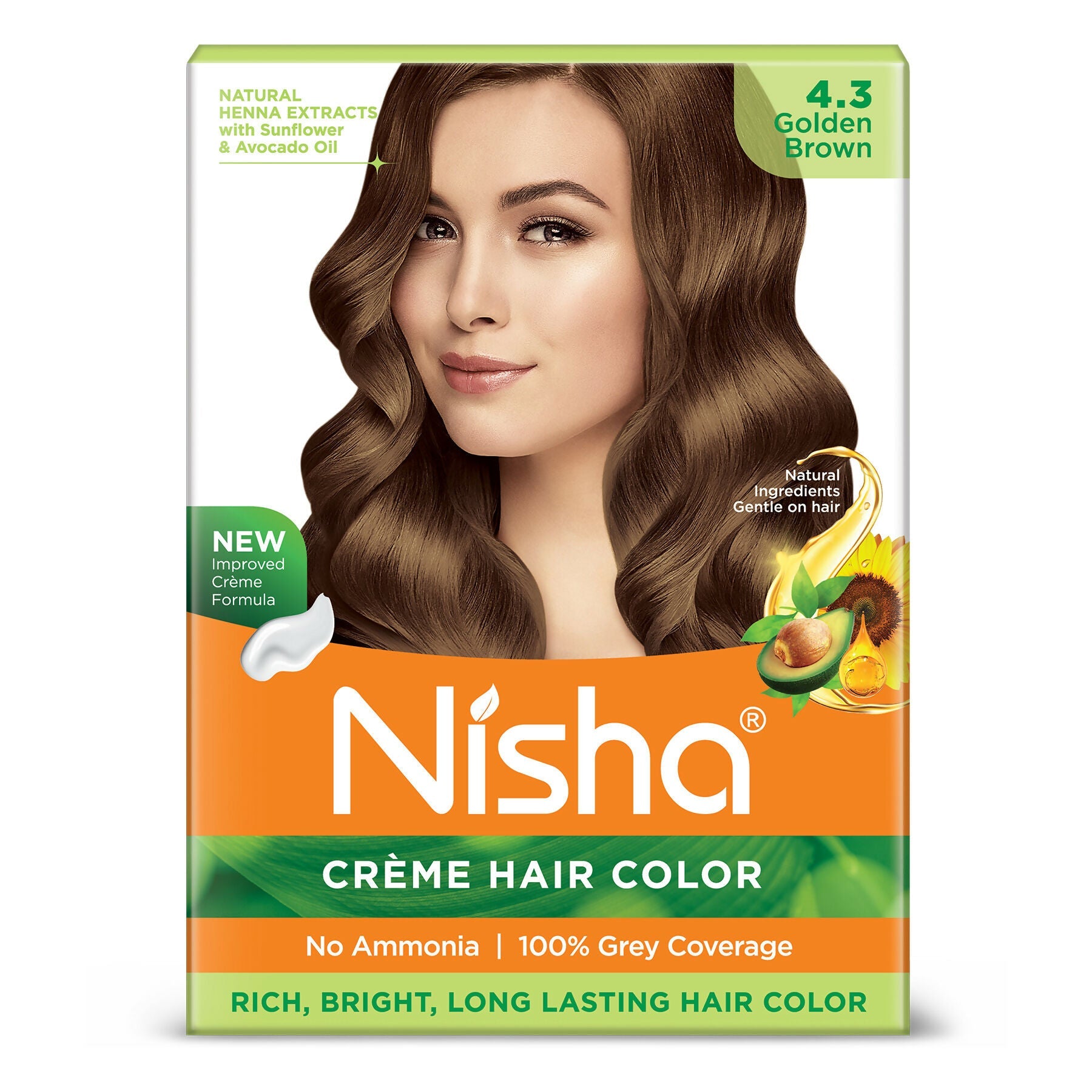 Nisha Creme Hair Color for Women - Golden Brown