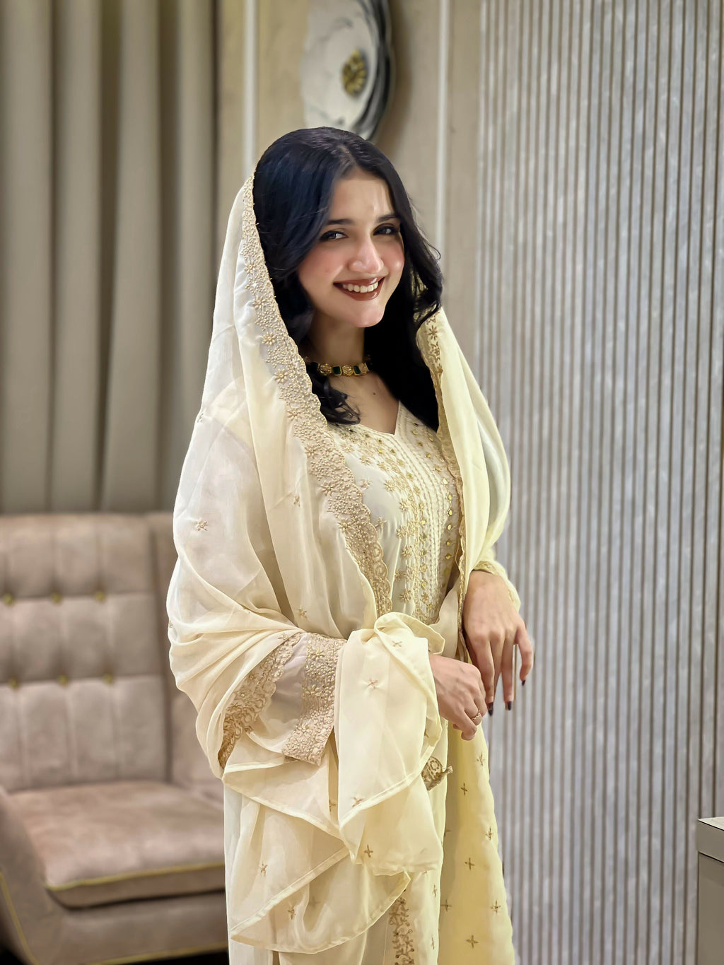 Teeya Creation White Color Faux Georgette Embroidery Work Party Wear Salwar Suit