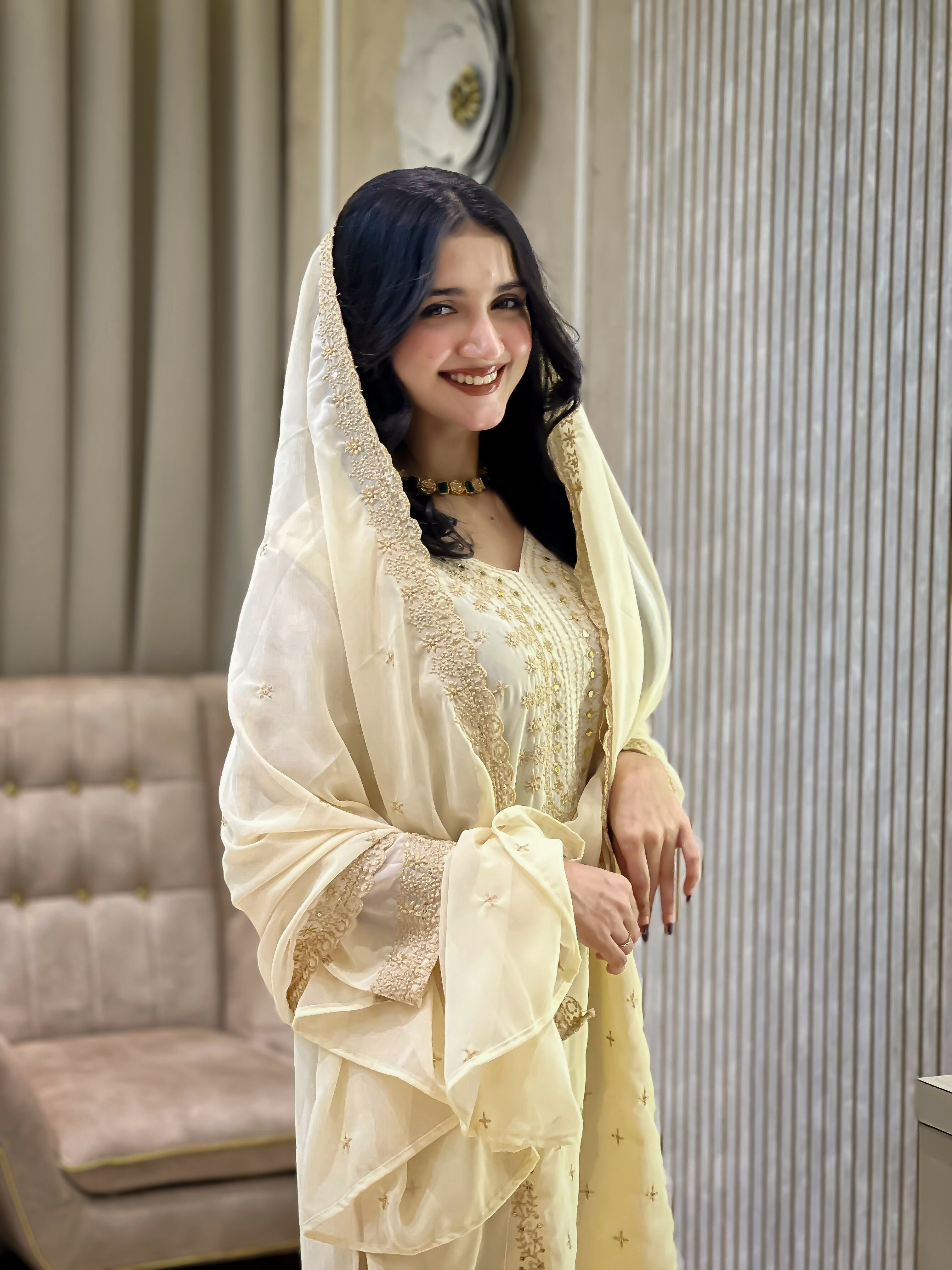 Teeya Creation White Color Faux Georgette Embroidery Work Party Wear Salwar Suit