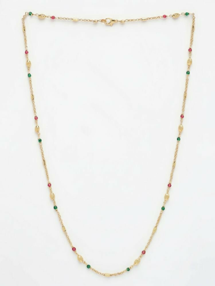 NVR Women Gold Plated Artificial Beads Chain