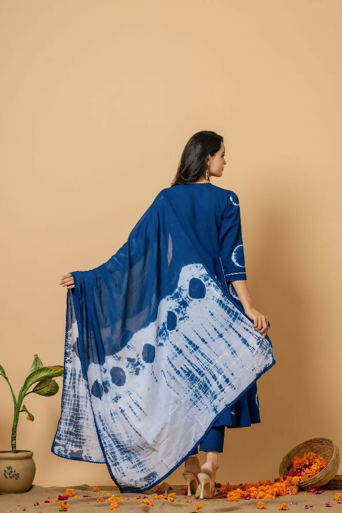 Joban Fashion Blue Tie & Dye Cotton Suit Set
