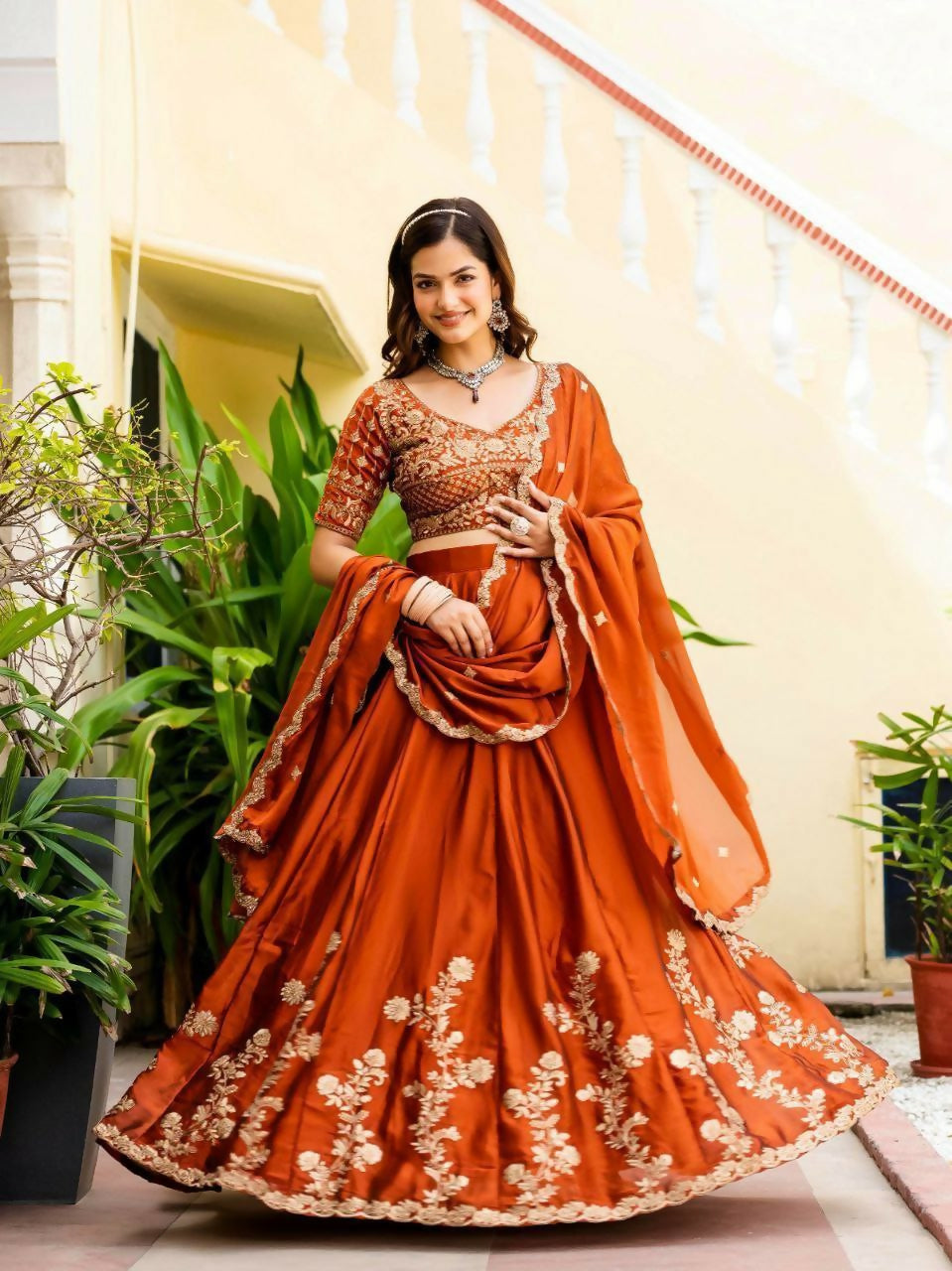 Lehenga Mart Designer Indian Wedding Lehenga Choli-Rusty