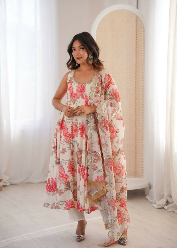 Teeya Creation Crea Pure Muslin Silk Digital Print Traditional Wear Long Gown