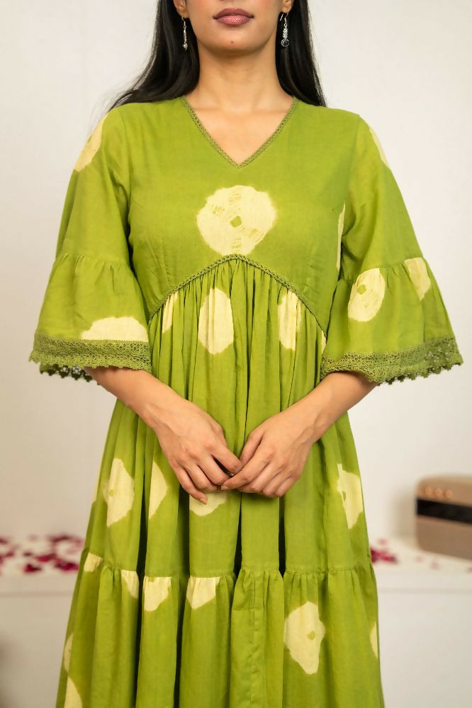 Joban Fashion Green Tie & Dye Cotton Dress
