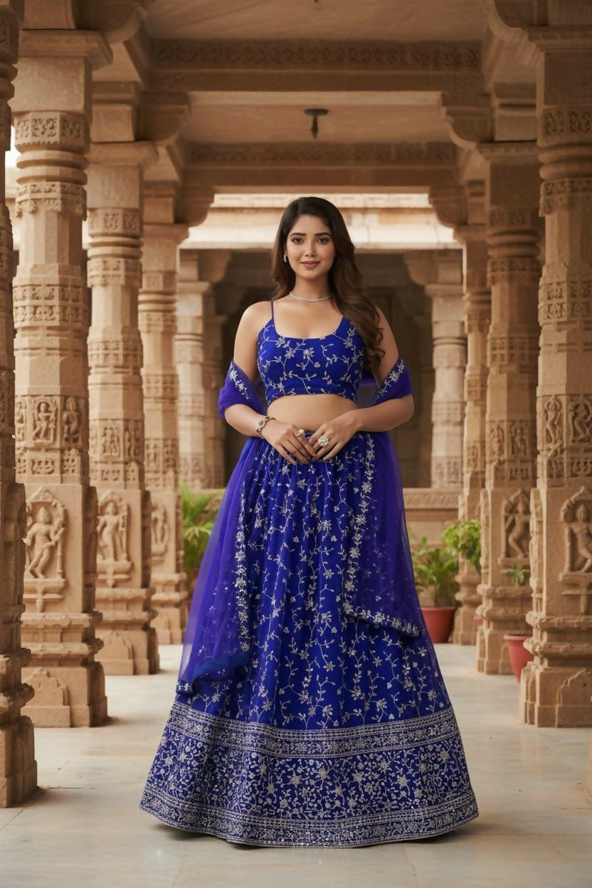 Lehenga Mart Designer Indian Wedding Lehenga Choli-Blue
