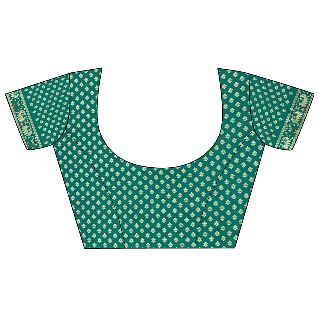 Joban Fashion Aqua Green Geometric Pattern Soft Silk Patola Saree