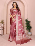 Aastha Fashion Dusty Rose Soft Organza Silk Weaving Saree