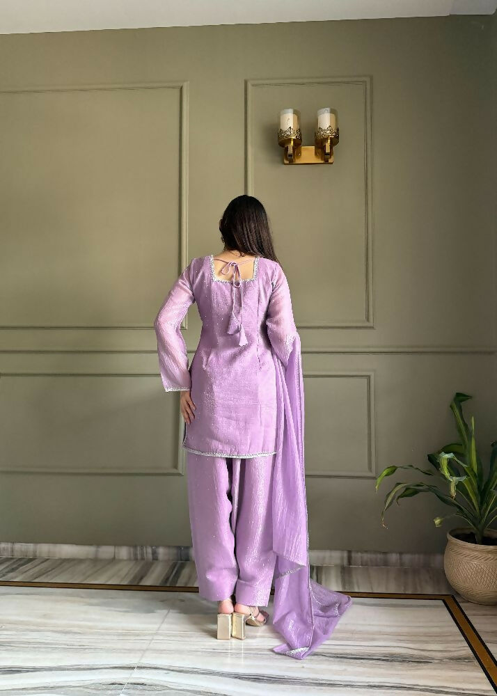 Teeya Creation Lavender Color Crunchy Silk Party Wear Salwar Suit