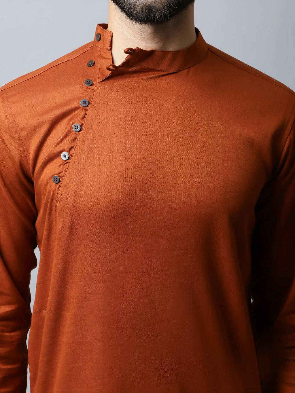 Even Apparels Brown Color Pure Cotton Men's Kurta With Side Placket (SLD1137)