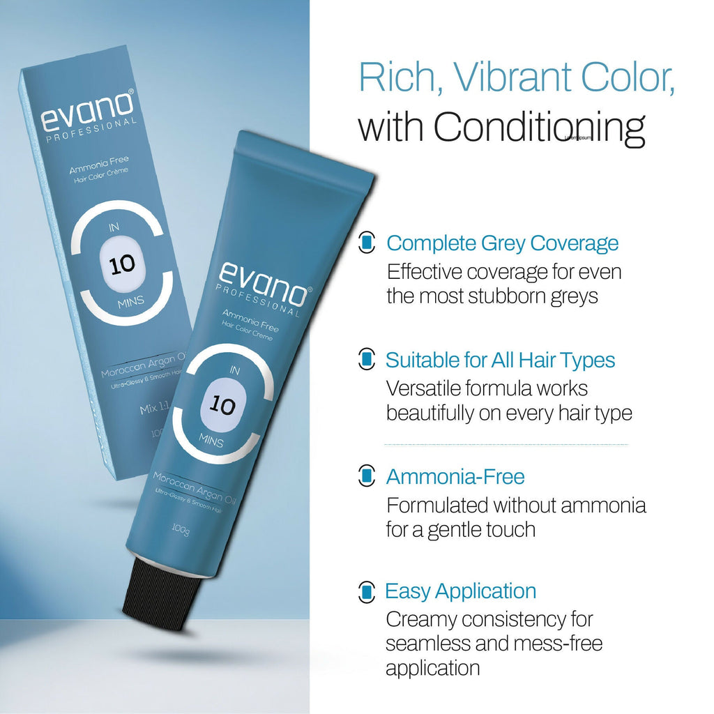 Evano Professional Creme Hair Colour Darkest Brown for Women & Men