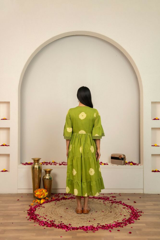 Joban Fashion Green Tie & Dye Cotton Dress
