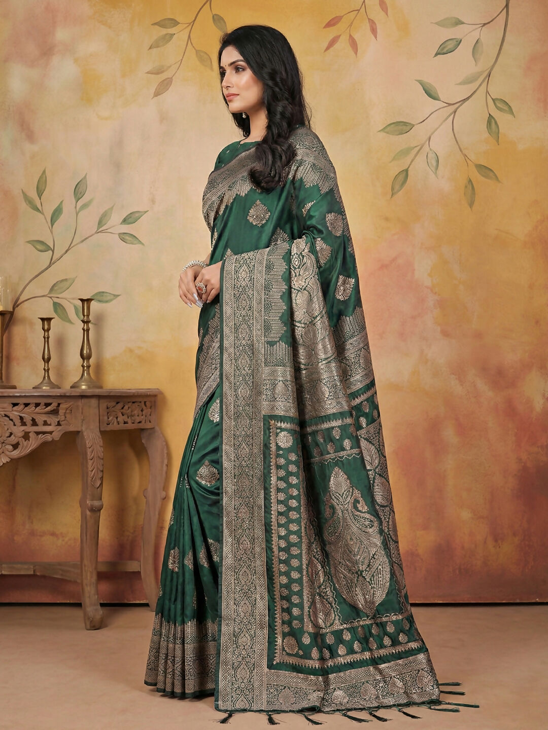 Shree Shyam Fashion Green Silk Blend Saree