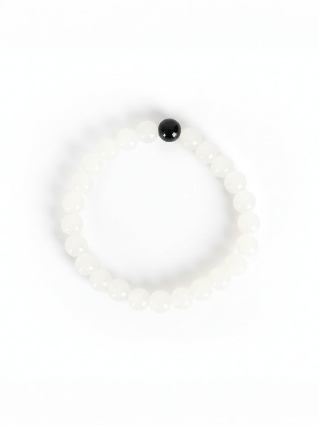 NVR White & Black Crystal Beaded Bracelet for Men & Women