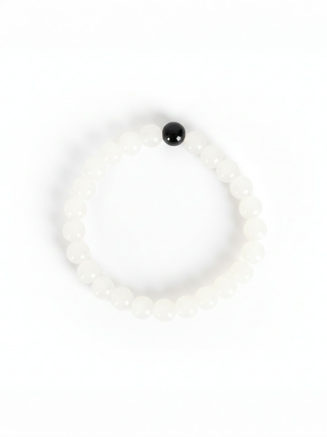 NVR White & Black Crystal Beaded Bracelet for Men & Women